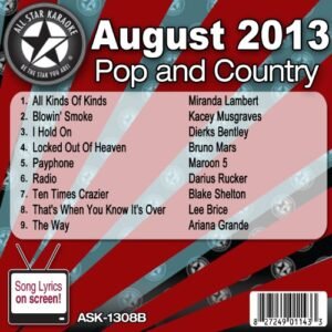 All Star Karaoke August 2013 Pop and Country Hits B (ASK-1308B) - Miranda Lambert (CDs)