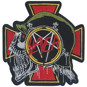 C&D Visionary Emblema de perfil de caveira Slayer, vermelho, preto, amarelo (CDs)