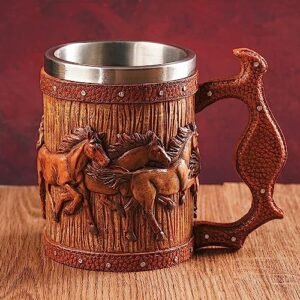 Meyas Caneca de cerveja Viking, copo de cerveja de aço inoxidável, caneca de cerveja de guerreiro viking, caneca de café, canecas de cerveja, caneca de cerveja medieval para café/bebida/suco, presente (Cervejas)