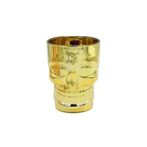 CANECA PARA CHOPP E CERVEJA DE VIDRO CAVEIRA ROCK STYLE 510ml DOURADO (Cervejas)
