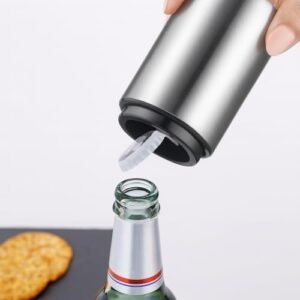 Abridor Automático de Garrafas em Aço Inoxidável com Coletor Magnético de Tampas – Prata (Cervejas)