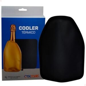 Cooler Bolsa Térmica com Gel para Garrafa 750ml em Nylon Vinho Espumante Bebidas Cooler Sleeve CTK Mais (Preta) (Vinhos)