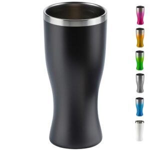 Copo Térmico Cerveja Inox 450 ml - Gelada 4 horas, Parede Dupla Isolamento, Base Emborrachada (Preto) (Cervejas)