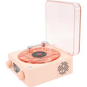 Caixa De Som Vitrola Toca Disco Vinil Bluetooth Cartao Tf USB Recarregavel Portatil Musica Luminaria Led Retro Vintage (Discos de Vinil)