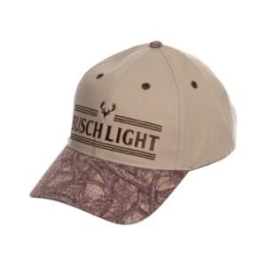 Calhoun Boné Busch Light Camo Brim – Boné de beisebol ajustável oficialmente licenciado para homens e mulheres | Design de caça marrom e marrom (Cervejas)