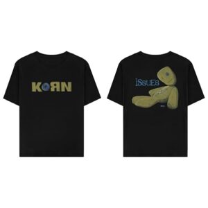 Korn Camiseta unissex com estampa nas costas da boneca, Preto, G (CDs)