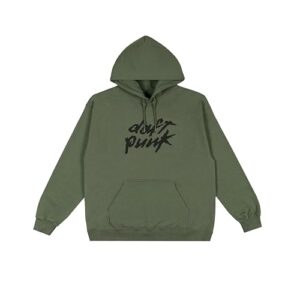 Daft Punk Moletom feminino oficial com logotipo clássico, Verde militar, G (CDs)