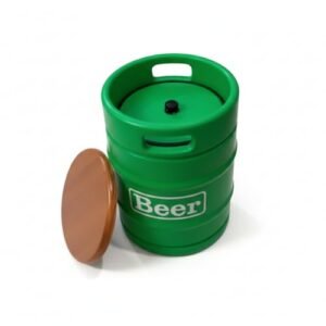 Banco Cooler Barril Decorativo 28L – 2 em 1 Banco + Cooler – Tampo de Madeira Resistente – Mantém Bebidas Geladas – Polietileno Durável – Ideal para Churrasco, Área Gourmet e Eventos (Verde) (Cervejas)
