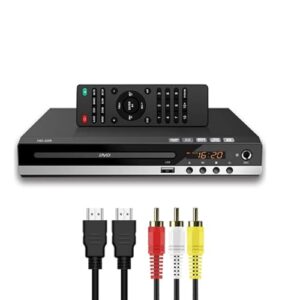 Leitor de DVD HD para TV CD Player para cabos HDMI e RCA domésticos, controle remoto, entrada USB 1080p para todas as regiões, suporte de memória, monitor de TV e projetor (CDs)
