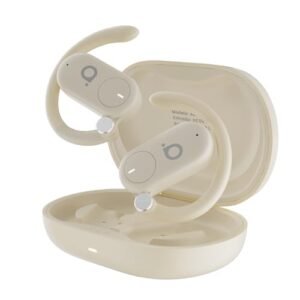 Fone de Ouvido Bluetooth 5.4 Hi-Fi, Cancelamento de Ruído ENC, IPX5 à Prova D'Água, Gancho Ajustável, 100h Standby, Compatível com Android/iOS (Bege) (Equipamentos)