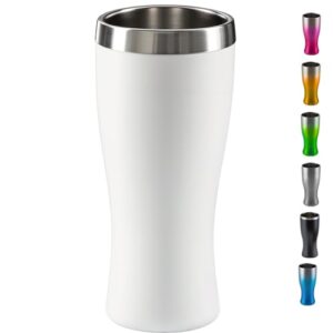 Copo Térmico Cerveja Inox 450 ml - Gelada 4 horas, Parede Dupla Isolamento, Base Emborrachada (Branco) (Cervejas)