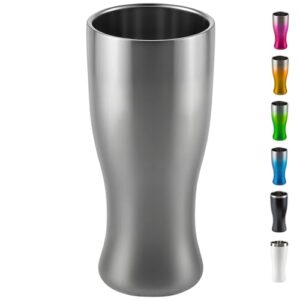 Copo Térmico Cerveja Inox 450 ml - Gelada 4 horas, Parede Dupla Isolamento, Base Emborrachada (Prata) (Cervejas)