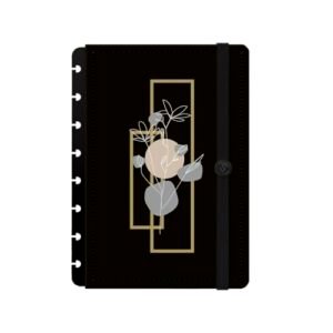 Capa e Contracapa Iscool Disc Para Caderno P Minimalista Gold Mix Preto (Discos de Vinil)