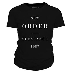 Camiseta feminina - New Order - Substance - 1987 (as2, alpha, m, regular, Preta) (CDs)