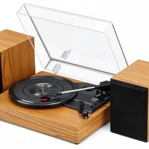 110-220V, Toca Disco Vinil, Vitrola Toca Discos Vinil, Tocador de Vinil, Equipado com Duas Caixas de Som. Compatível com Discos de Vinil de 7, 10 e 12 Polegadas (Discos de Vinil)
