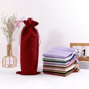 10 sacos de presente de vinho de serapilheira, capas de garrafa de vinho de juta com cordões, sacos de garrafa de champanhe para festa de casamento, Natal, aniversário, degustações cegas (Vinhos)