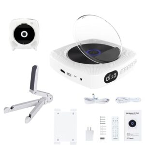 Leitor de DVD Portátil para TV, Doméstica Montagem de Mesa/Parede, Leitor de CD de Música, Alto-Falantes Bluetooth, Controle Remoto, Suporta Rádio FM, MP3, WMA, AVI, VCD, Drive USB (CDs)