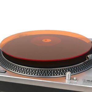 Mobile Pro Shop Tapete de acrílico para toca-discos de vinil LP | 2,7 mm de espessura fornece graves mais apertados | Tapete de bandeja de tamanho padrão (diâmetro 295 mm) (laranja_aceso) (Equipamentos)