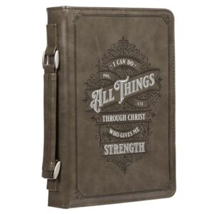 Bible Cover Classic Gray All Things Phil. 4:13 - Christian Art Gifts (CDs)
