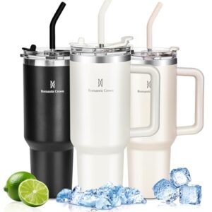 Vipelf Copo Térmico com Canudo 1,2L, Tampa e Alça, Garrafa Termica de Cerveja Caneca Termica com Canudo para Cafe Chá Fitness, Viagem Vácuo Dupla Camada (Cervejas)