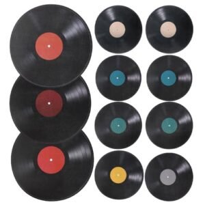 TOYANDONA Conjunto de 16 Adesivos de Parede Em Vinil Preto Vintage, Com 24,5 Cm de Altura, para Decoração Musical Retrô Em Cafés, Bares, Casas, Salas de Música E Festas. (Discos de Vinil)