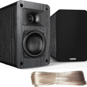 Saiyin Alto-falantes passivos de estante, 4Ω, precisam de amplificador para operar com som surround estéreo de mesa ou home theater, montagem na parede, inclui cabo de fio de alto-falante de calibre (Equipamentos)