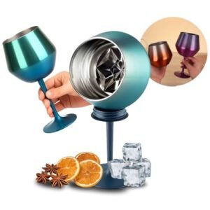 Taça Térmica Inox 414ml 2 em 1 Copo Isolado a Vácuo Parede Dupla Gin Vinho ou Cocktail Inquebrável e Reutilizável Haste Removível (Vinhos)