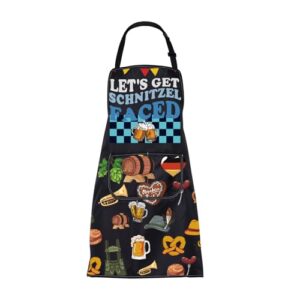 CMNIM Oktoberfest Avental Oktoberfest Food Lover Gift Beer Kitchen Cooking BBQ Apron Let's Get Schnitzel Faced Gift German Apron, Bege, 73cm x 68cm (Cervejas)