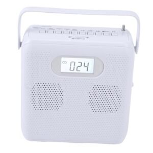 Heayzoki Leitor de Cd Portátil, Leitor de Cd de Mesa Bluetooth Com Alça, 2 Alto-falantes Hifi Integrados, Opções de Energia Dupla para Casa Ao Ar Livre (Equipamentos)