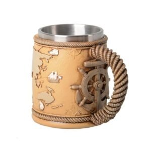 HAUCOZE Caneca de cerveja - Copo de café de aço inoxidável isolado de parede dupla com alça, 450 ml, design de mapa do mundo para presentes e colecionáveis da Oktoberfest (Cervejas)