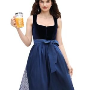 Seoria Oktoberfest Fantasias femininas vestidos Dirndl alemão 2 peças fantasia bávara roupas de carnaval de cerveja, Azul, XX-Large (Cervejas)