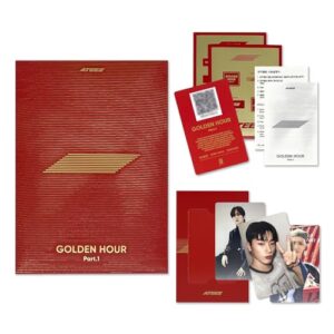 ATEEZ - [GOLDEN HOUR : Part.1] (POCAALBUM Ver.) Package Cover + Photo Stand + QR Card + Image Card + Photocard + Sticker Set + Digital Contents + User Guide + 2 Pin Badges + 4 Extra Photocards - ATEEZ (CDs)