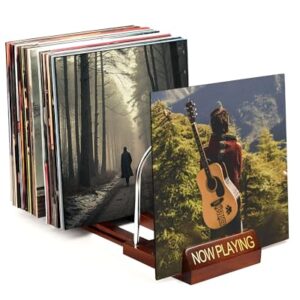 Vosturdy Armazenamento de discos de vinil expansível, 30-70 LPs agora tocando porta-discos, rack de armazenamento de álbum de vinil de madeira para discos LP/revistas/amantes de música (Equipamentos)