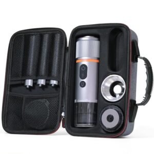 CONQUECO Cafeteira portátil com cápsula de expresso, 12 V máquina de café elétrica com bateria - para carro camião e viagens - compatível com cápsulas originais nespresso e cápsula L'or (Café)