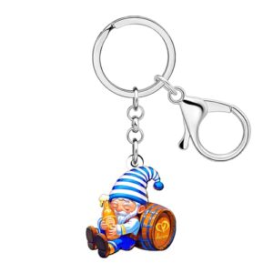 DALANE Chaveiro com gnomos de cerveja Oktoberfest em acrílico, acessórios para chaveiros, presentes de gnomo, para mulheres, meninas, amantes de cerveja, Azul, M (Cervejas)