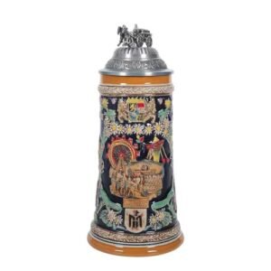 Wrendefull Caneca de cerveja com tampa Alemanha Caneca de cerveja tampa de estanho Munchen Oktoberfest (Cervejas)