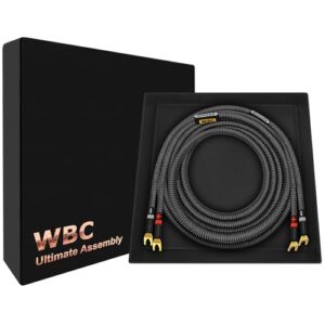 WORLDS BEST CABLES ULTIMATE - 8 AWG - Ultra-Pure OFC - Cabo de alto-falante audiófilo HiFi premium para canal central com plugues de pá Eminence e revestimento de tweed de carbono (Equipamentos)