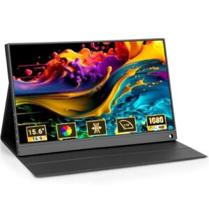 Monitor Portátil, 15.6Inch (Sem tela sensível ao toque), FHD 1080P Monitor Portátil Conectado Com USB C Dupla/HDMI, 1920x1080 IPS, Alto Contraste 1000:1, 250 cd/m² (CDs)