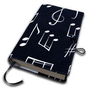 Capa de capa de livro, estilo padrão preto de clave musical, romance para brochura, tecido lavável, protetor de livros - capa acolchoada 14 x 20 x 4 cm (CDs)