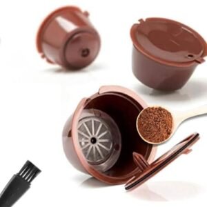 Kit 3 Cápsulas Reutilizáveis Compatíveis com Cafeteiras de Cápsulas + Colher Dosadora e Pincel | Econômicas, Práticas e Fáceis de Limpar (Café)