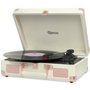 Raveo Vitrola Sonetto Rose Gold com Conexão Bluetooth, USB Reproduz e Grava, Radio FM, Saída Auxiliar e Bivolt (Equipamentos)