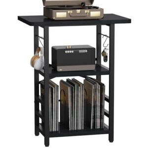 YAKANJ Suporte para toca-discos com área de trabalho estendida, mesa grande para toca-discos com armazenamento de vinil, suporte para toca-discos com suporte de vinil para sala de música, estúdio (Equipamentos)