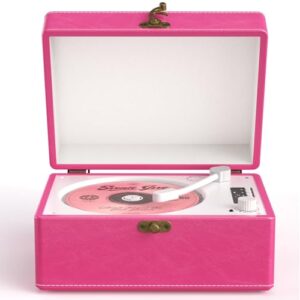 Leitor de CD vintage com alto-falantes Bluetooth, caixa de música Time, leitor de CD portátil retrô para reprodutor de música doméstica, conector de fone de ouvido, reprodução USB e AUX, reprodutor de (CDs)