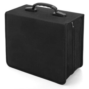 Fasmov Capa carteira de poliéster 400 discos CD/DVD Binder DVD, preta (CDs)