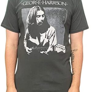 George Harrison Camiseta masculina de manga curta Live Portrait, Cinza (carvão), G (CDs)