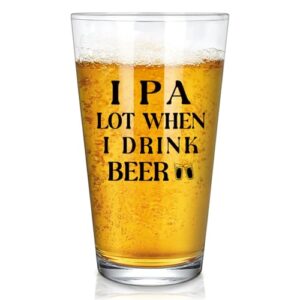 Futtumy Presentes de cerveja para homens, 425.2 g IPA Lot When I Drink Beer Glass, presentes para amantes de cerveja, homens, mulheres, pai, namorado, marido, amigos, tio, irmão, copo de cerveja (Cervejas)