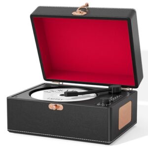 Leitor de CD portátil, Bluetooth, caixa de música Time, leitor de CD retrô rosa para reprodutor de música doméstica, bateria recarregável e alto-falantes embutidos, reprodução USB e AUX, presente de (CDs)
