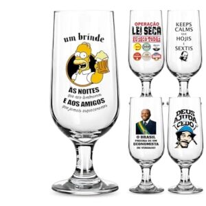 1 Taça Cerveja/Chopp 300ml Personalizada Frases Engraçadas Vários Modelos Vidro Presente Taça Floripa (HOMMER) (Cervejas)