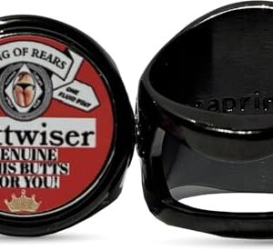DeCAPitator | Tampa de garrafa e abridor de abas de lata | Aço inoxidável preto | Buttwiser | Anel Champion | Abridor de anel | Presente de cerveja perfeito para homens ou mulheres (Cervejas)