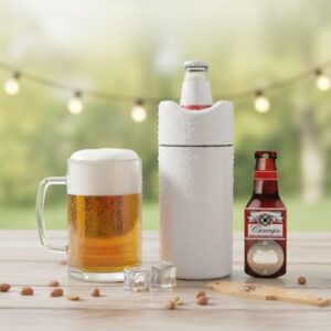KIT Happy Men - 1 Porta Garrafa Térmico 600ml + 1 Abridor de Garrafa + 1 Caneca Chopp 500ml Acrílico | Presente Masculino | Amantes de Cerveja | Cervejeiros | Presente Criativo | Amigo Secreto (Cervejas)